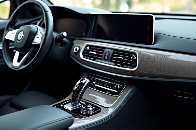 精密にクリーニングされた高級車のセンターコンソール